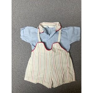 Vintage honeysuckle Baby Boy shorts‎ overalls + shirt 6 months